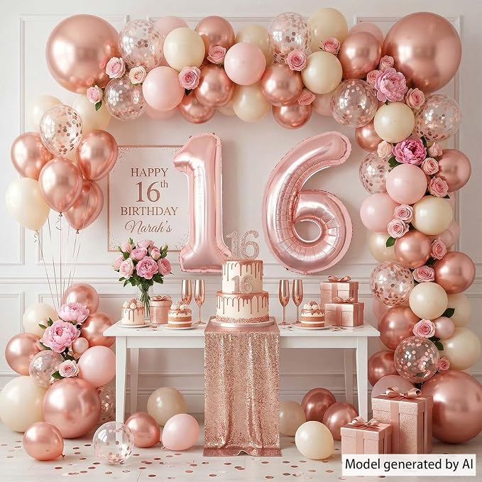 Rose Gold Number 16 Balloon 40 Inch, Gorgeous Foil - Image 7