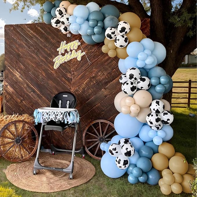 153 PCS Dusty Blue Cow Balloon Arch Garland Kit – Dusty Blue, Pastel Blue by Vztipki