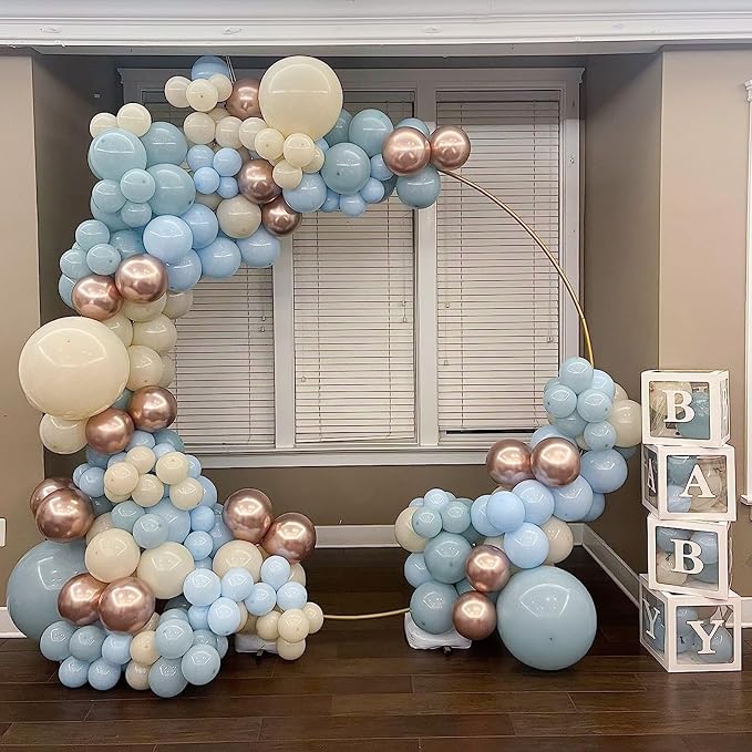 Dusty Blue Gold Balloons, 60 Packs 12 Inch Blue Gold Balloon, Metallic Golden - Image 4