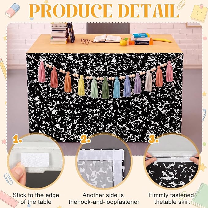 Irenare 2 Pcs 6Ft Composition Table Skirt and Tassels Garland - Image 3