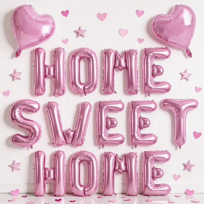 TONIFUL 16 Inch Pink HOME SWEET HOME Letter Balloon Decor by TONIFUL
