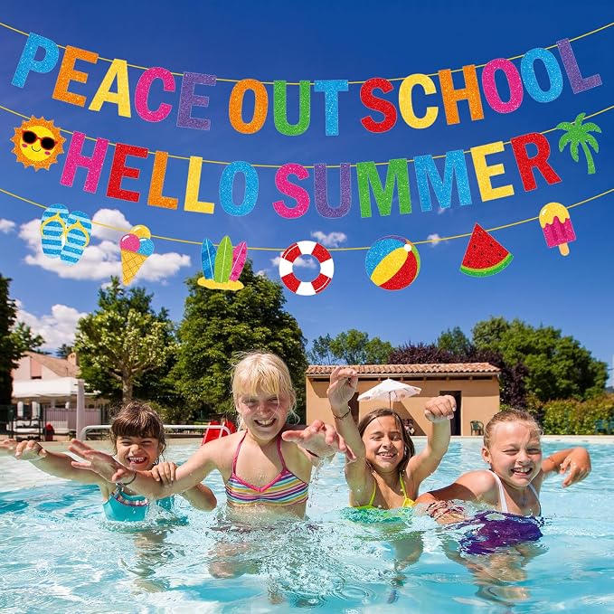Peace Out School Hello Summer Banner Decor, Last Day of School Decorations - Image 7