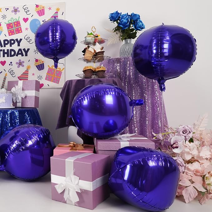 10Pcs Purple Round Foil Balloons, Metallic Purple Foil Baloon - Image 2