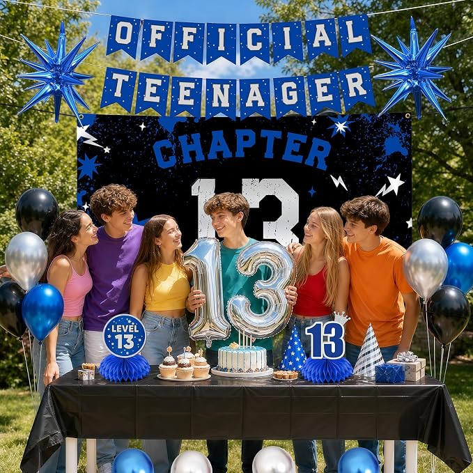 13th Birthday Decorations for Boys and Girls, Chapter 13 Party Set | Blue Black - Image 3