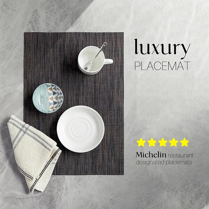 LEXMORE Placemats Set of 6 Vinyl/Plastic Woven Place Mats - Image 2