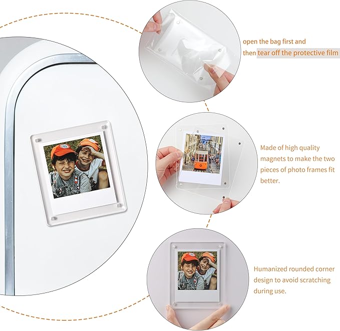 4x6 Picture Frames, Acrylic Fridge Magnetic Photo Frames Transparency Double Sided Picture Display for Refrigerator/Locker/Wall, Colorful 6 Pack