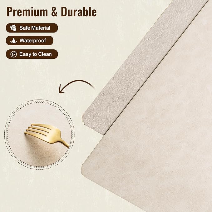 Placemats Set of 6, DOLOPL Reversible Dual-Color Faux Leather Place Mats - Image 7