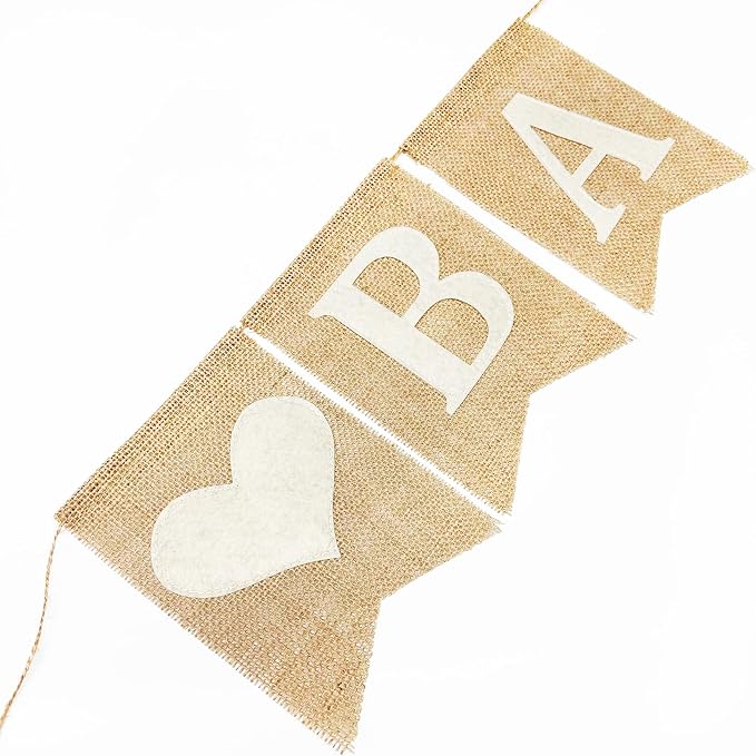 Baby Shower Party Decorations Kit Welcome Baby Heart Burlap Banner - Image 3