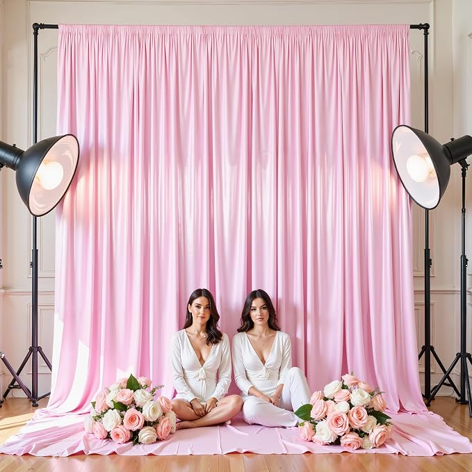 10x10ft Pink Glitter Backdrop Curtain - Image 4