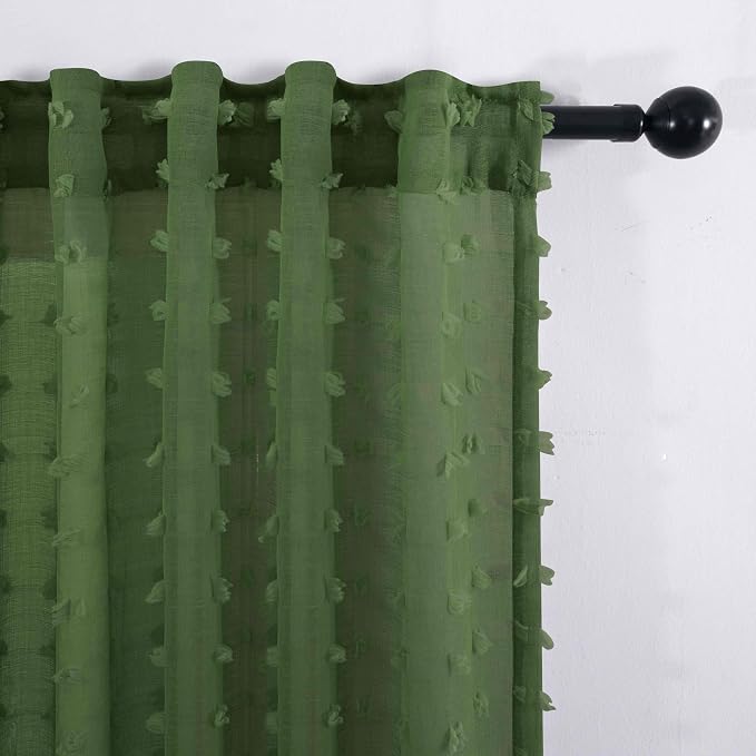 KOUFALL Dark Green Curtains 63 Inch Length - Image 6