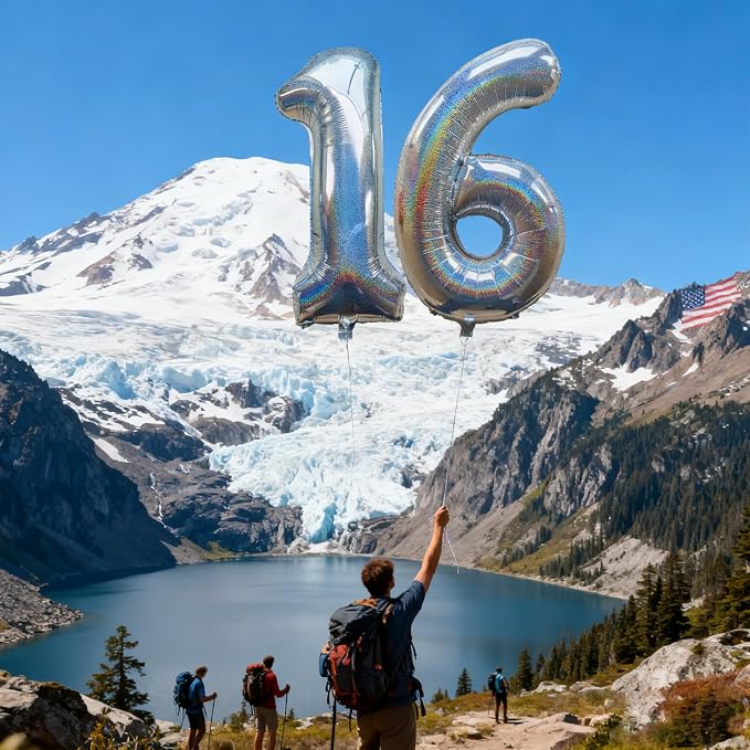 Jonhamwelbor 40 Inch Laser Silver Number 16 Balloon Numbers Foil Mylar Giant - Image 5