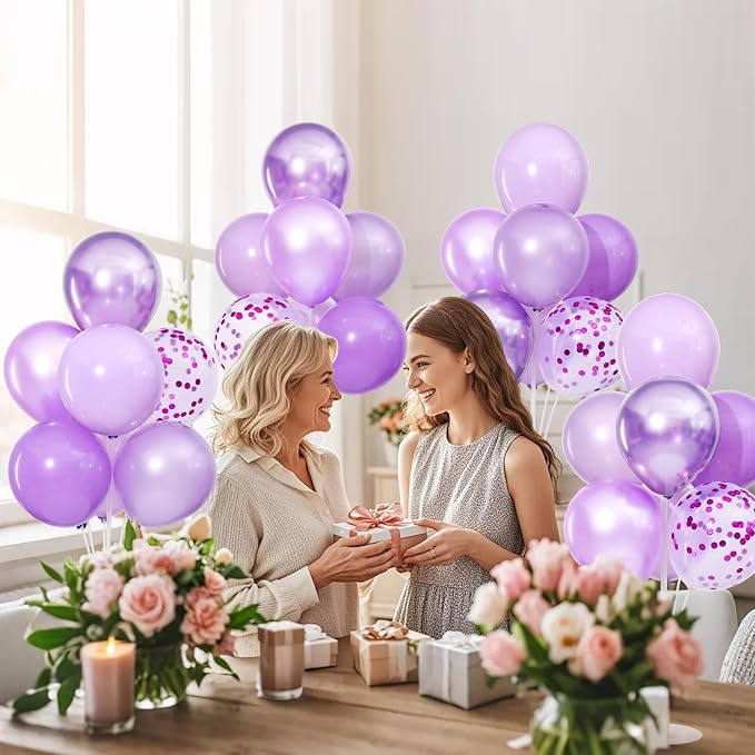 4 Sets Lavender Balloons Stand for Table | Pastel Purple Lilac Balloon - Image 3