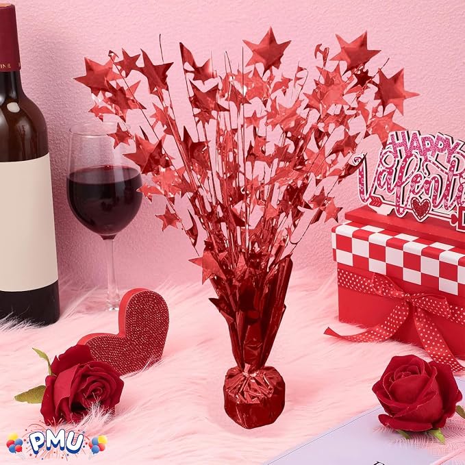 PMU 6 Pack Bursting Star Metallic Foil Spray Centerpiece- Red Prismatic Balloon - Image 4