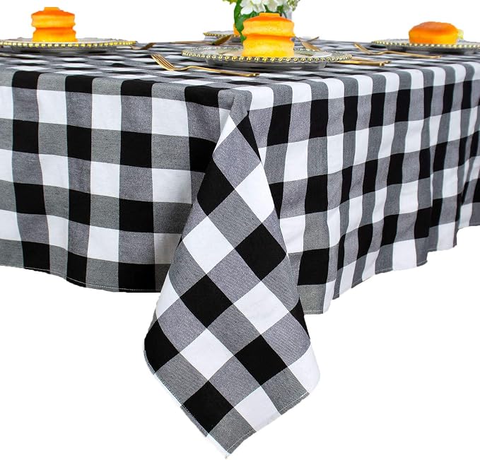 ShinyBeauty 60"x60" Black & White Buffalo Check Tablecloth by ShinyBeauty