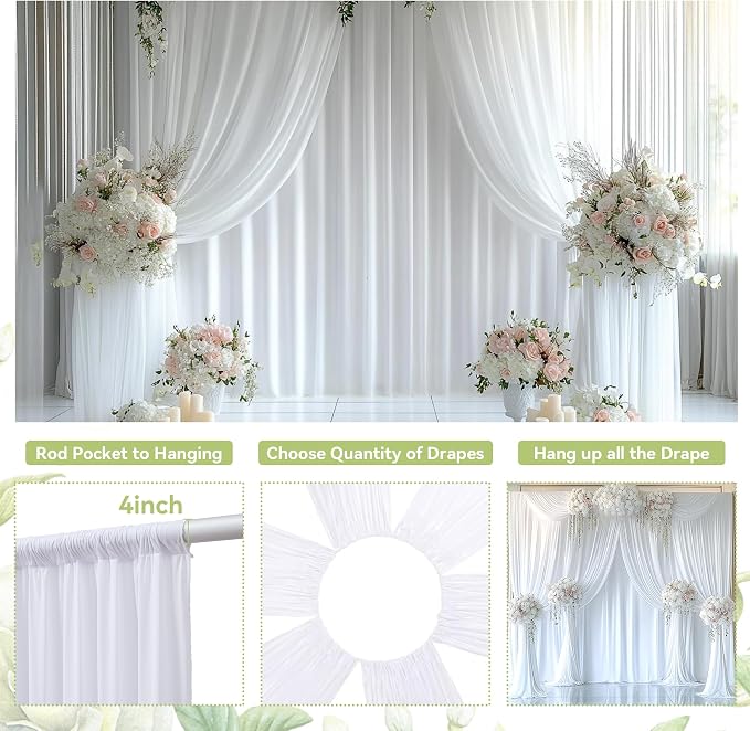 60ft×12ft White Backdrop Curtain - Image 5