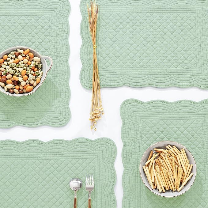 HOMBYS Quilted Placemats Set of 6 Washable-13x18 inches Rectangular Placemats - Image 5