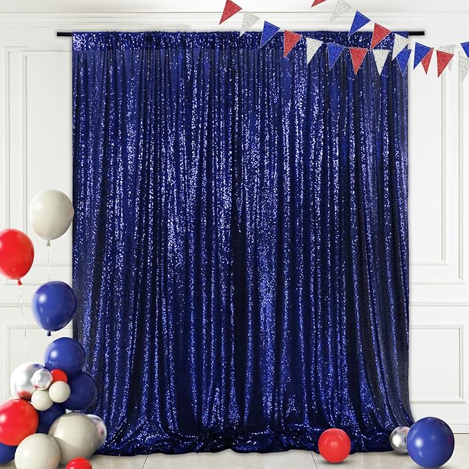 Eternal Beauty Navy Blue 3mm Sequin Backdrop 8x8 Ft by EternalBeauty