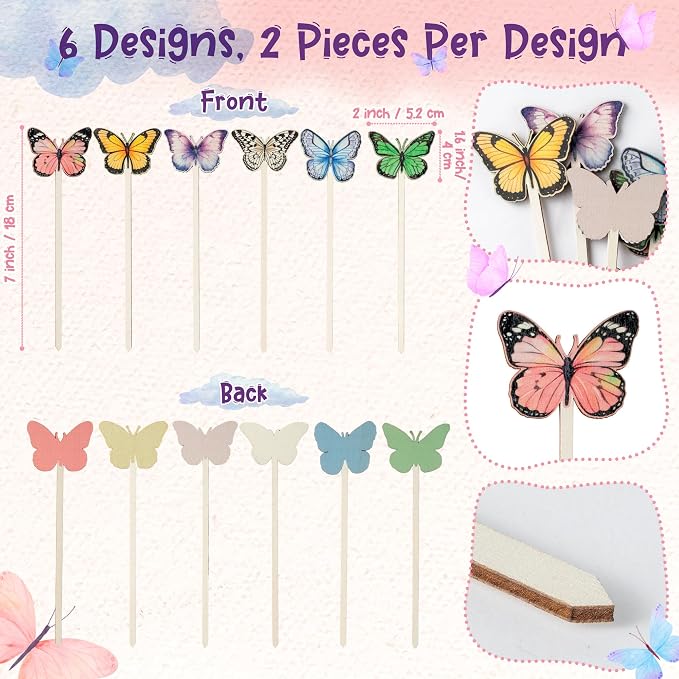 TICIAGA Butterflies Double-Sided Decorative Picks - Image 2