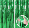 2 Pack Green Streamers Backdrop Jungle Party Decorations Foil Fringe Backdrop by BOMSI