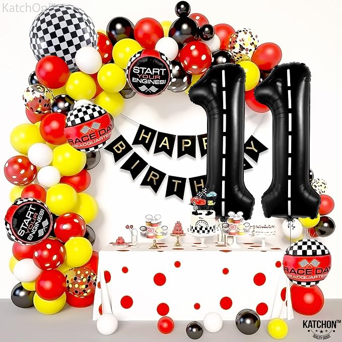 KatchOn Race Car Number 11 Balloon 40 Inch | Balloon Number 11 Black - Image 5