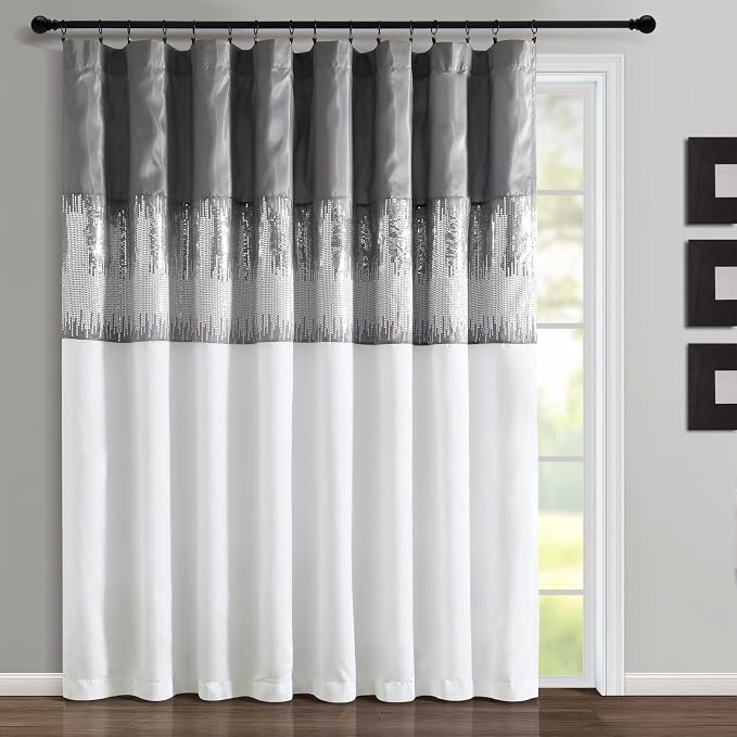Lush Decor Night Sky Window Curtain Panel, Single 100"W x 84"L Gray & White by LushDecor