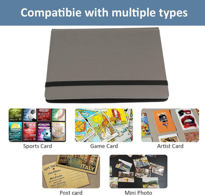 Trading Card Binder 9 Pocket, Fvxldcz PU Cover Card Collection Binder 540 Cards Sleek Side-Loading Card Album, Sturdy Card Collection Folder for TCG, MTG, Yugioh, Sport Cards (Gray-2)