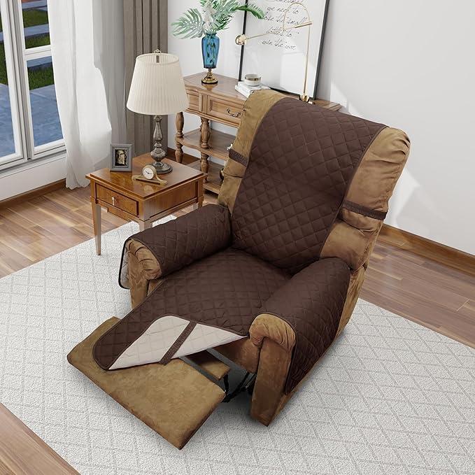 Recliner Chair Covers Reversible Sofa Couch Cover for Pets Lazy Boy Furniture Protector(28''Recliner,Chocolate/Beige)