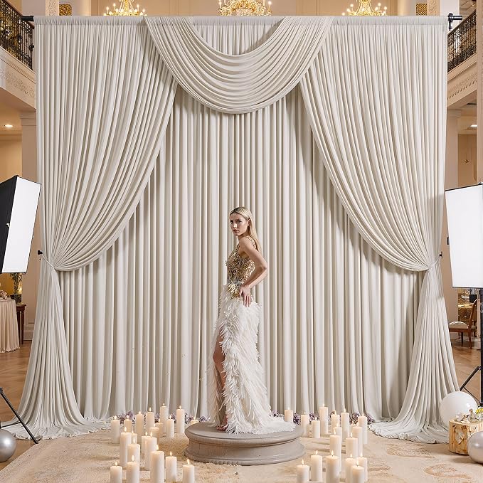 20×12ft Wrinkle Free Beige Backdrop Curtain - Image 9