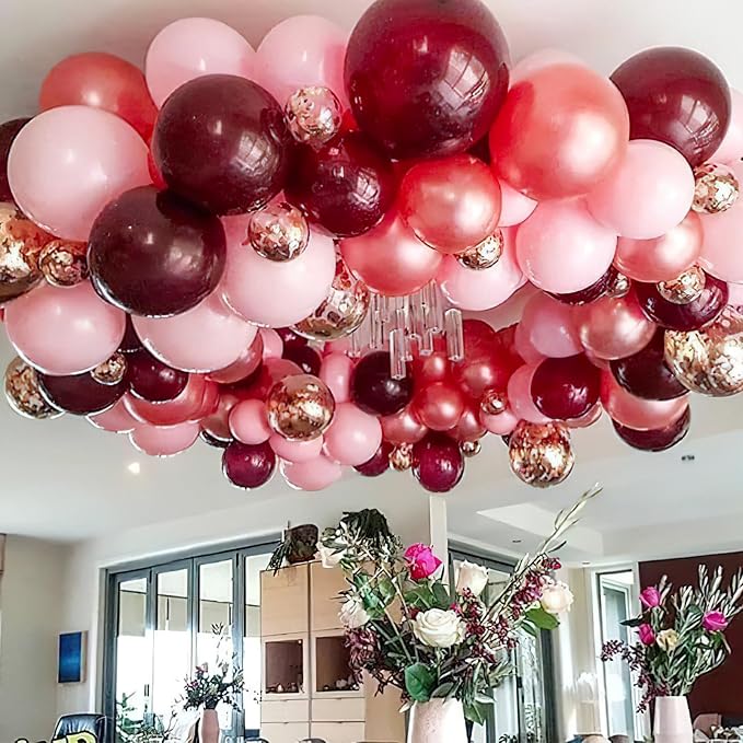 PartyWoo Burgundy Balloons 50pcs Dark Chestnut Red Maroon Color | Balloons - Image 8
