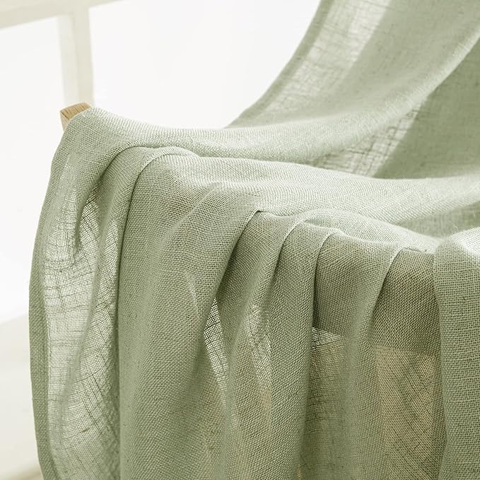 MIULEE Sage Green Linen Curtains 120 Inches Long - Image 6
