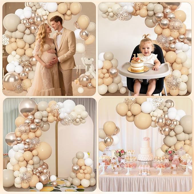 Amandir 153pcs White Sand Beige Balloon Arch Garland Kit Different Sizes | 18 - Image 7