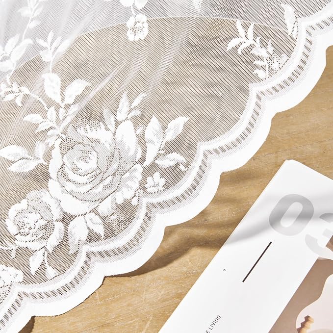 SEEKRIGHT White Lace Curtains 90 Inches Long 2 Panels Victorian Floral Sheer - Image 6