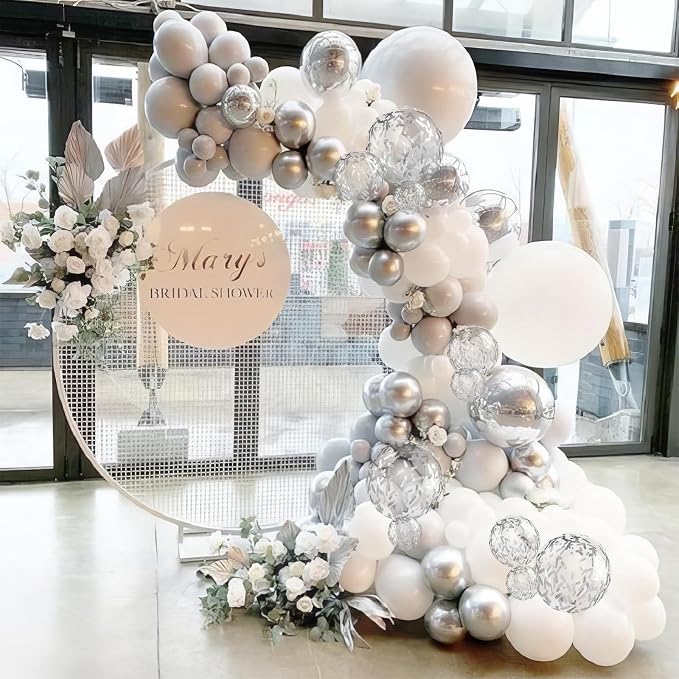 White and Silver Balloons, Metallic Silver and White Balloons Pearl White - Image 7