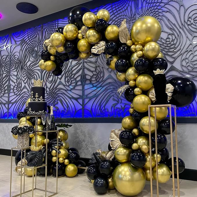 Black and Gold Balloons Arch Garland Kit - Image 4