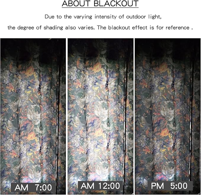 SUOUO Floral Curtains for Bedroom Pattern Dark Green Vintage Painting Flower 84 - Image 5