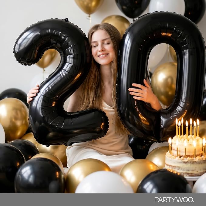 PartyWoo Number Balloons 40 Inch Black Number 2 Kit 25pcs - Image 8