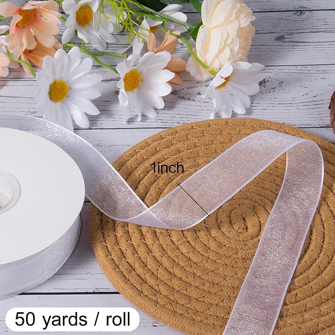 Sheer Organza Ribbon 1 Inch Chiffon Ribbons - Image 3