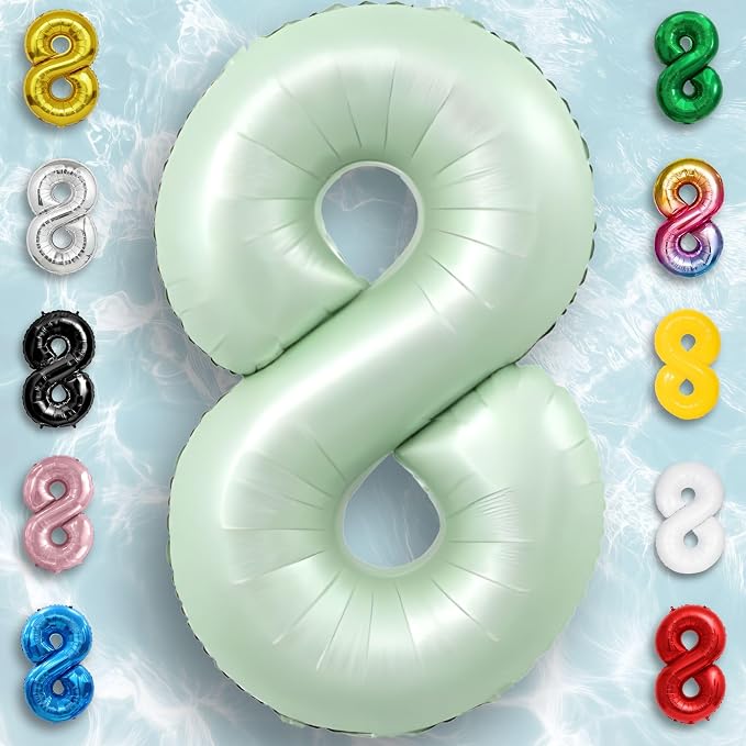 Green Number Balloon 8 Mylar Foil Balloons 32 inch - Image 5