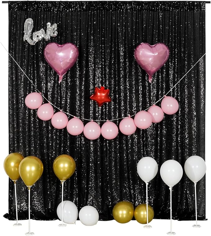 Poise3EHome Black Sequin Backdrop, 10Ft x 10Ft Glitter Photography Background - Image 7
