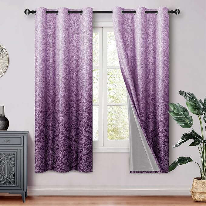 DWCN 100% Blackout Curtains for Bedroom 63 Inch Long by DWCN