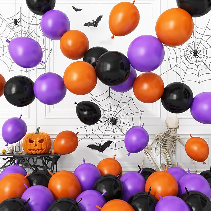 Black Purple Orange Link Balloons, Linking Balloons by BTZO