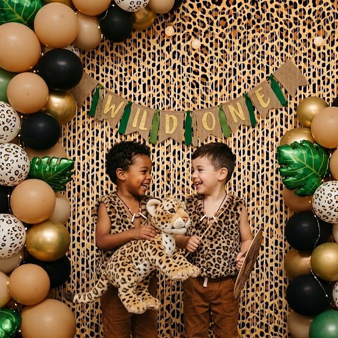 2 Packs Cheetah Prin Foil Fringe Curtain, Leopard Print Glitter Metallic Tinsel - Image 4
