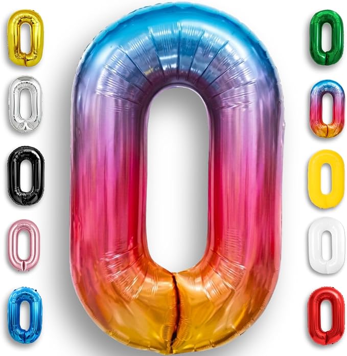 Rainbow Number Balloons 0 Mylar Foil 40 Inch by Unknown