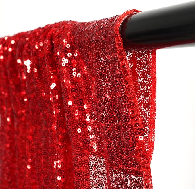 Poise3EHome Red Sequin Backdrop Curtain, 10Ft x 10Ft Red Glitter Photography - Image 3