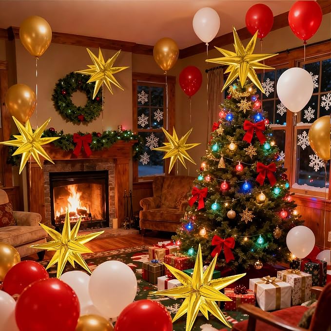 Gold Star Balloons Foil Explosion Balloon Large Mylar Balloons Bulk Party - Image 2
