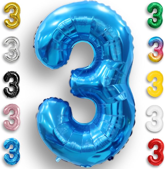 Blue Number Balloon 3 Mylar Foil Balloons 40 inch by Unknown