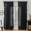 TERLYTEX Black Linen Curtains 96 Inches Long 2 Panels, 58 x 96 Inch, Farmhouse by TERLYTEX