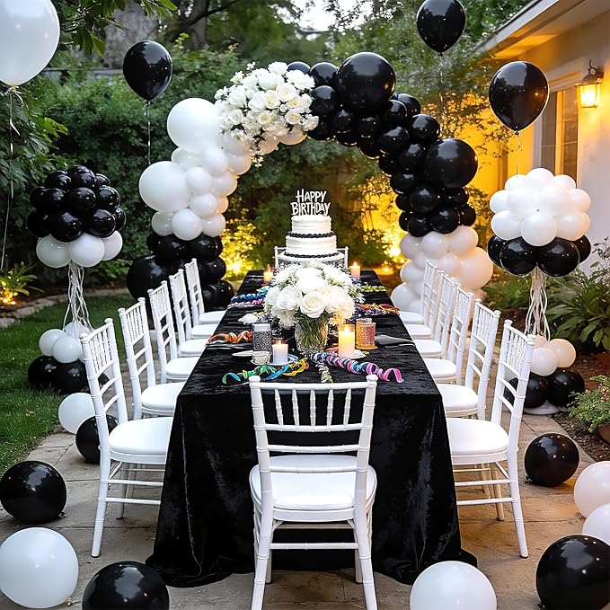 Black and White Balloons 100 Pack 12 Inch White Black Extra Thick Latex Party - Image 3