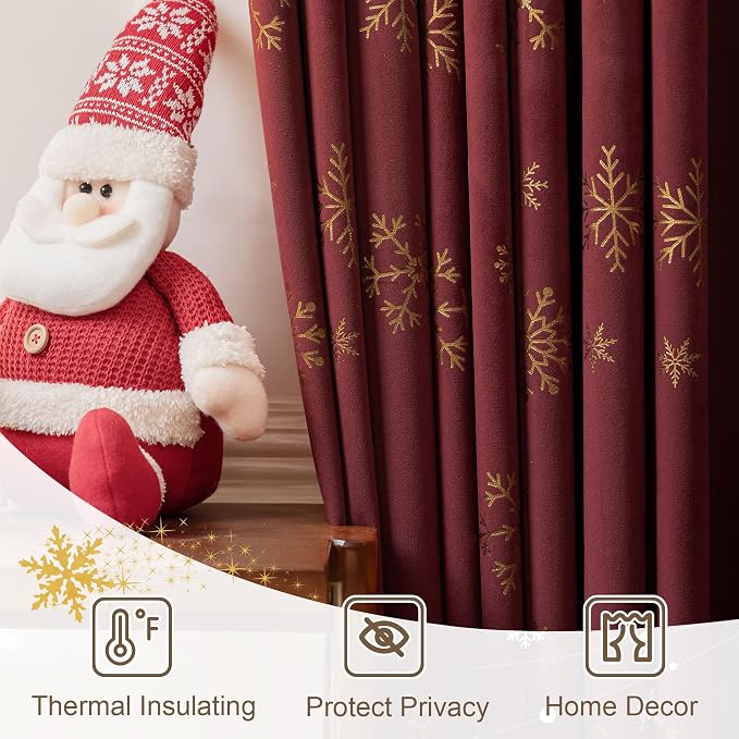 Beauoop Christmas Red Velvet Curtain - Image 8