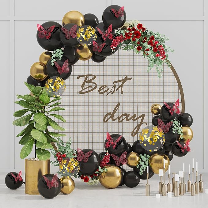 SAOROPEB 3D Butterfly Wall Decor 48 Pcs Blood Red Butterfly Decorations | 4 - Image 4